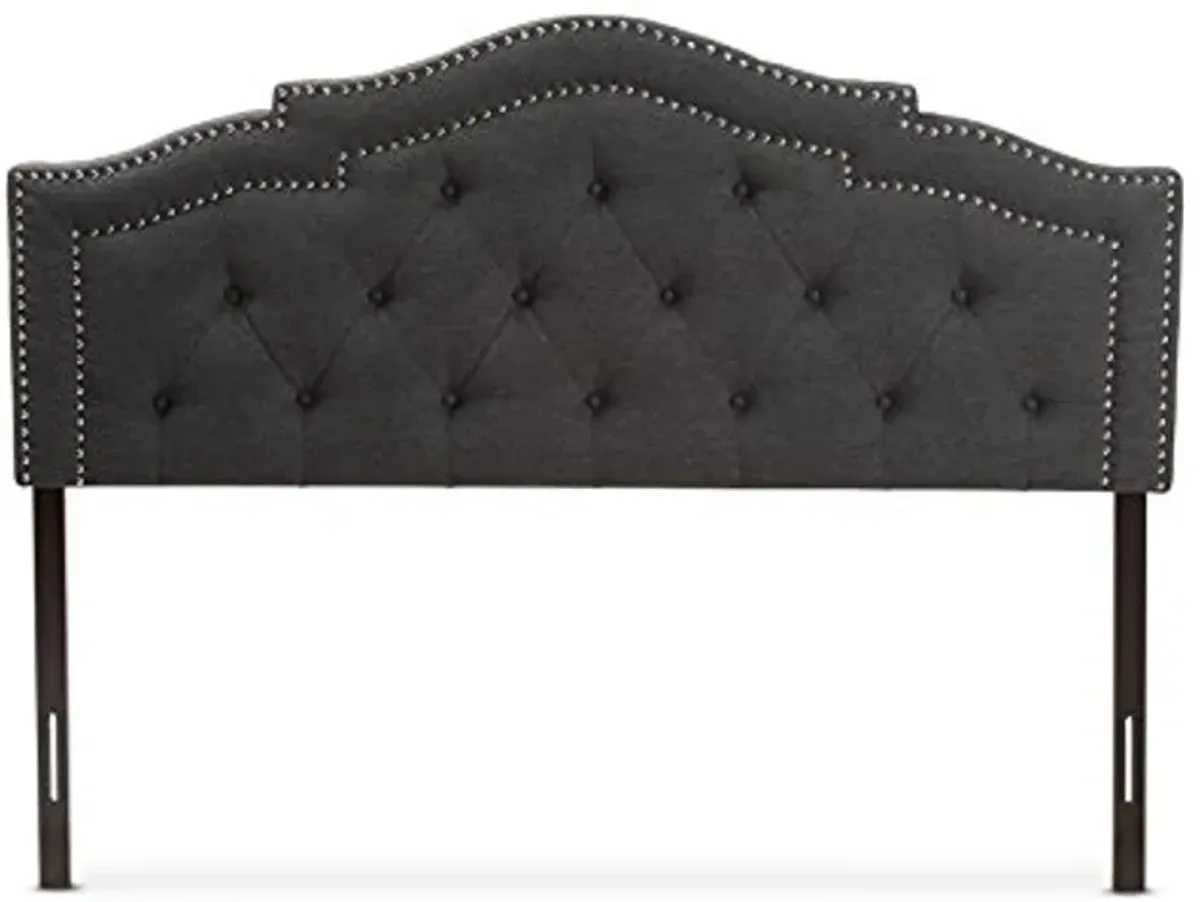 Baxton Studio Edolie Modern and Contemporary Dark Grey Fabric Queen Size Headboard