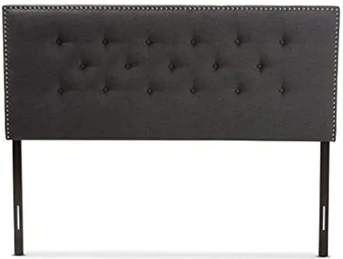 Baxton Studio Windsor Modern and Contemporary Dark Grey Fabric Full Size Headboard