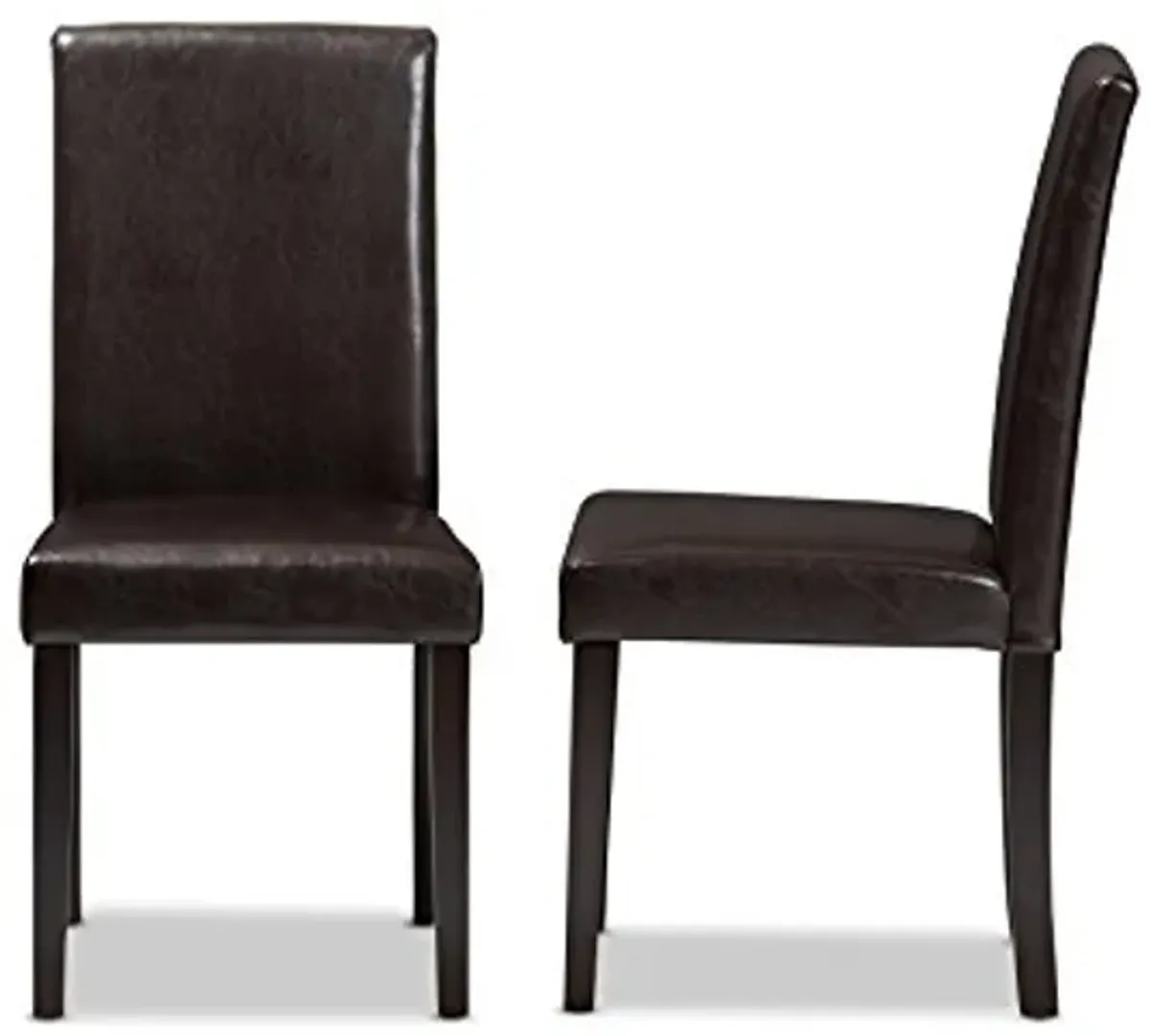 Baxton Studio Mia Dining Chair and Dining Chair Dark Brown Faux Leather Upholstered Dining Chair