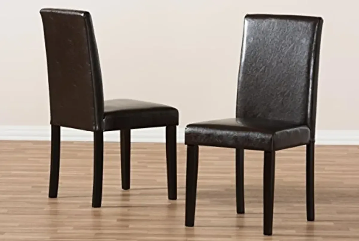 Baxton Studio Mia Dining Chair and Dining Chair Dark Brown Faux Leather Upholstered Dining Chair