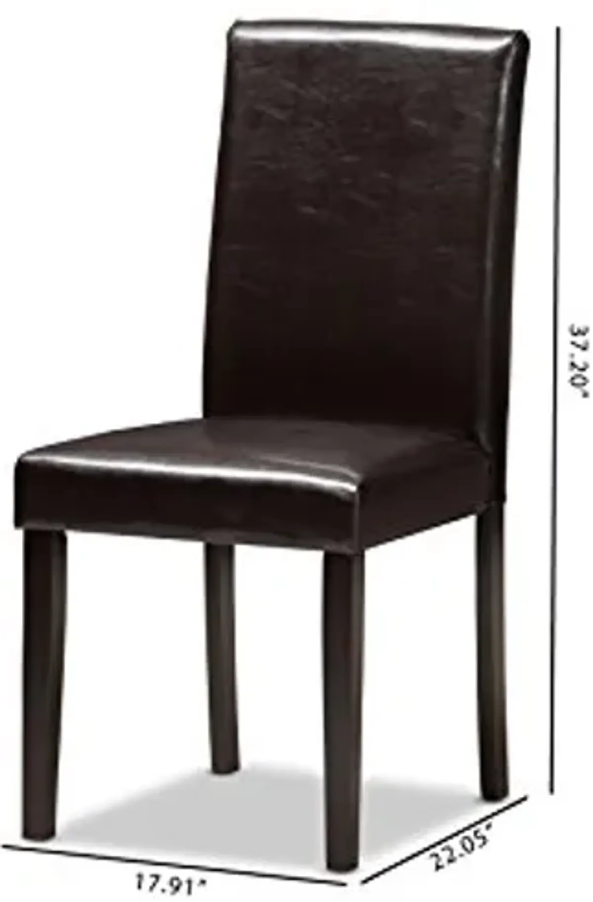 Baxton Studio Mia Dining Chair and Dining Chair Dark Brown Faux Leather Upholstered Dining Chair