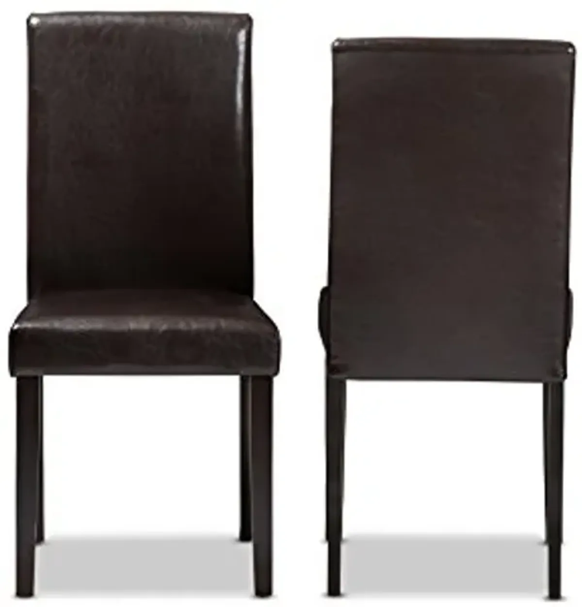 Baxton Studio Mia Dining Chair and Dining Chair Dark Brown Faux Leather Upholstered Dining Chair