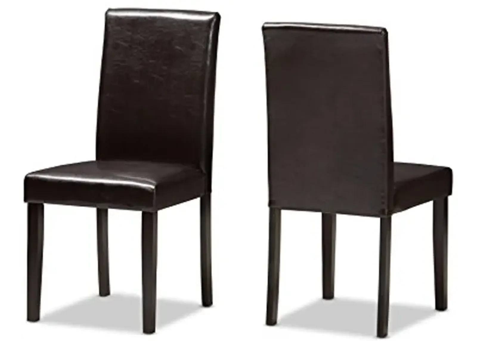 Baxton Studio Mia Dining Chair and Dining Chair Dark Brown Faux Leather Upholstered Dining Chair