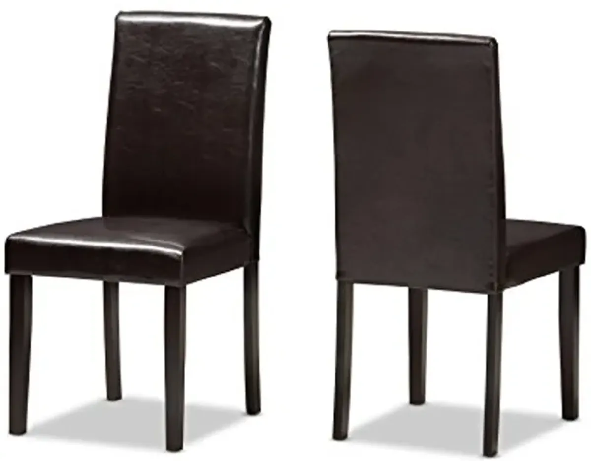 Baxton Studio Mia Dining Chair and Dining Chair Dark Brown Faux Leather Upholstered Dining Chair