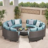 Christopher Knight Home Newton Outdoor 16-Seater Wicker Sectional Sofa Set with Water Resistant Cushions, Grey / Teal