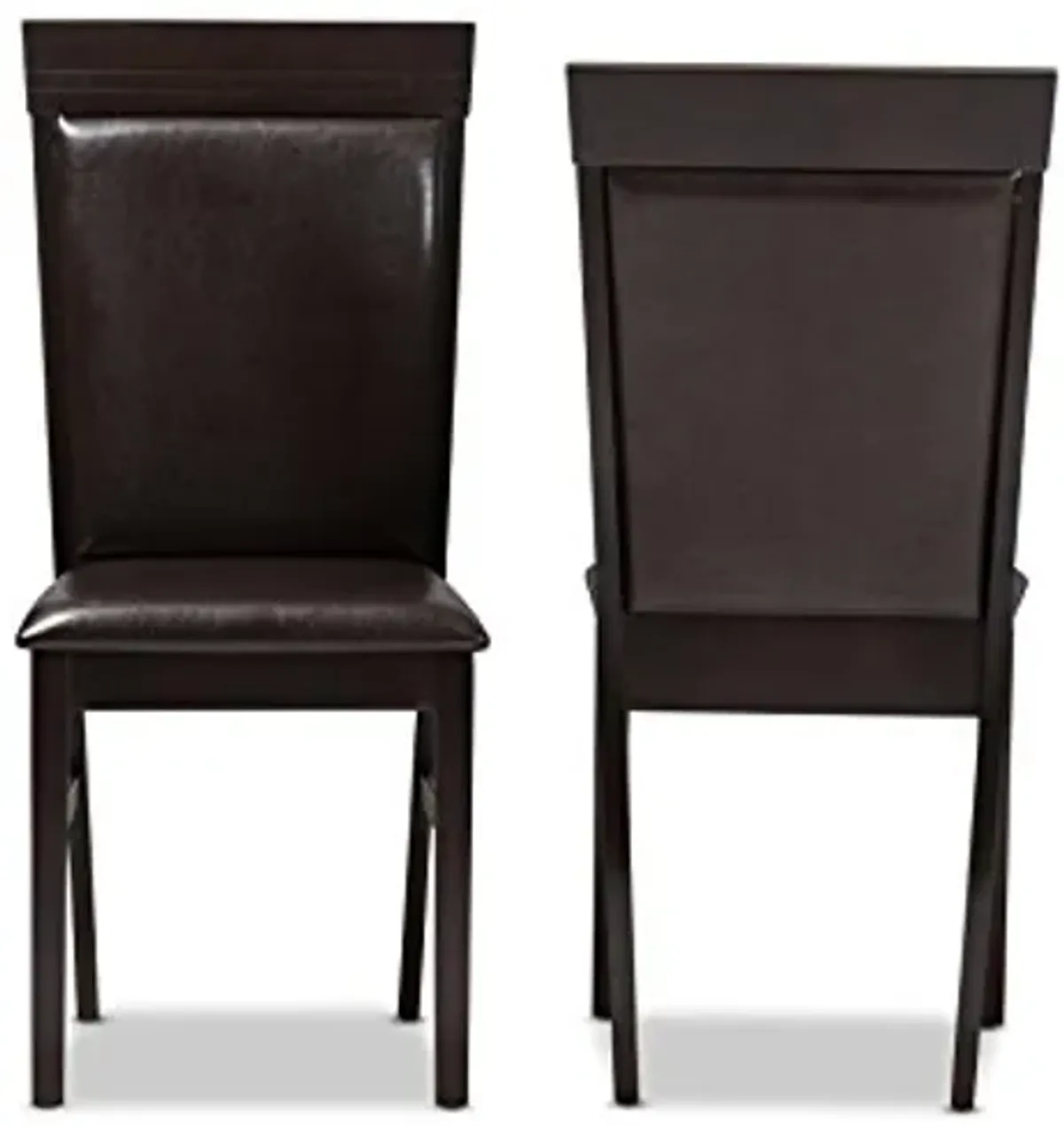 Baxton Studio Thea Dining Chair and Dining Chair Dark Brown Faux Leather Upholstered Dining Chair