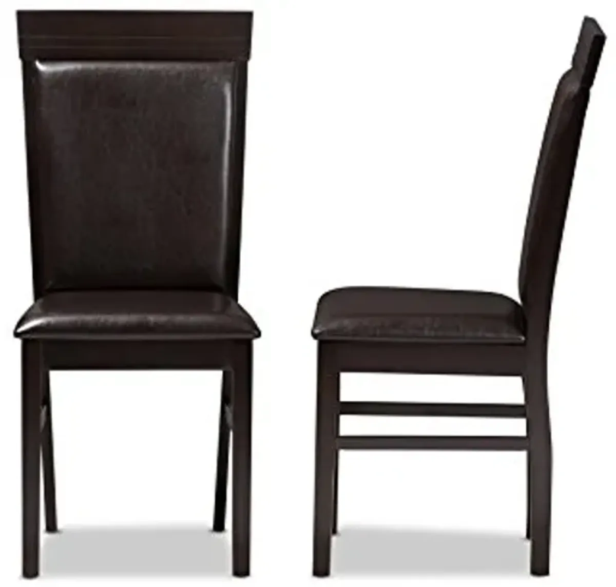 Baxton Studio Thea Dining Chair and Dining Chair Dark Brown Faux Leather Upholstered Dining Chair