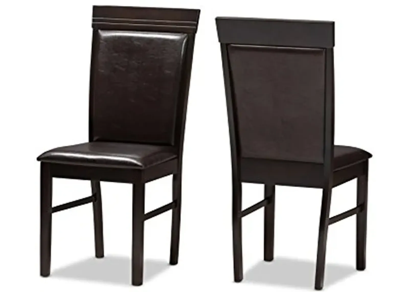 Baxton Studio Thea Dining Chair and Dining Chair Dark Brown Faux Leather Upholstered Dining Chair