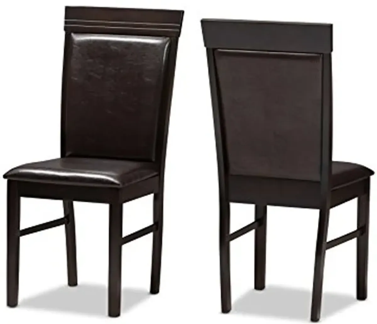 Baxton Studio Thea Dining Chair and Dining Chair Dark Brown Faux Leather Upholstered Dining Chair