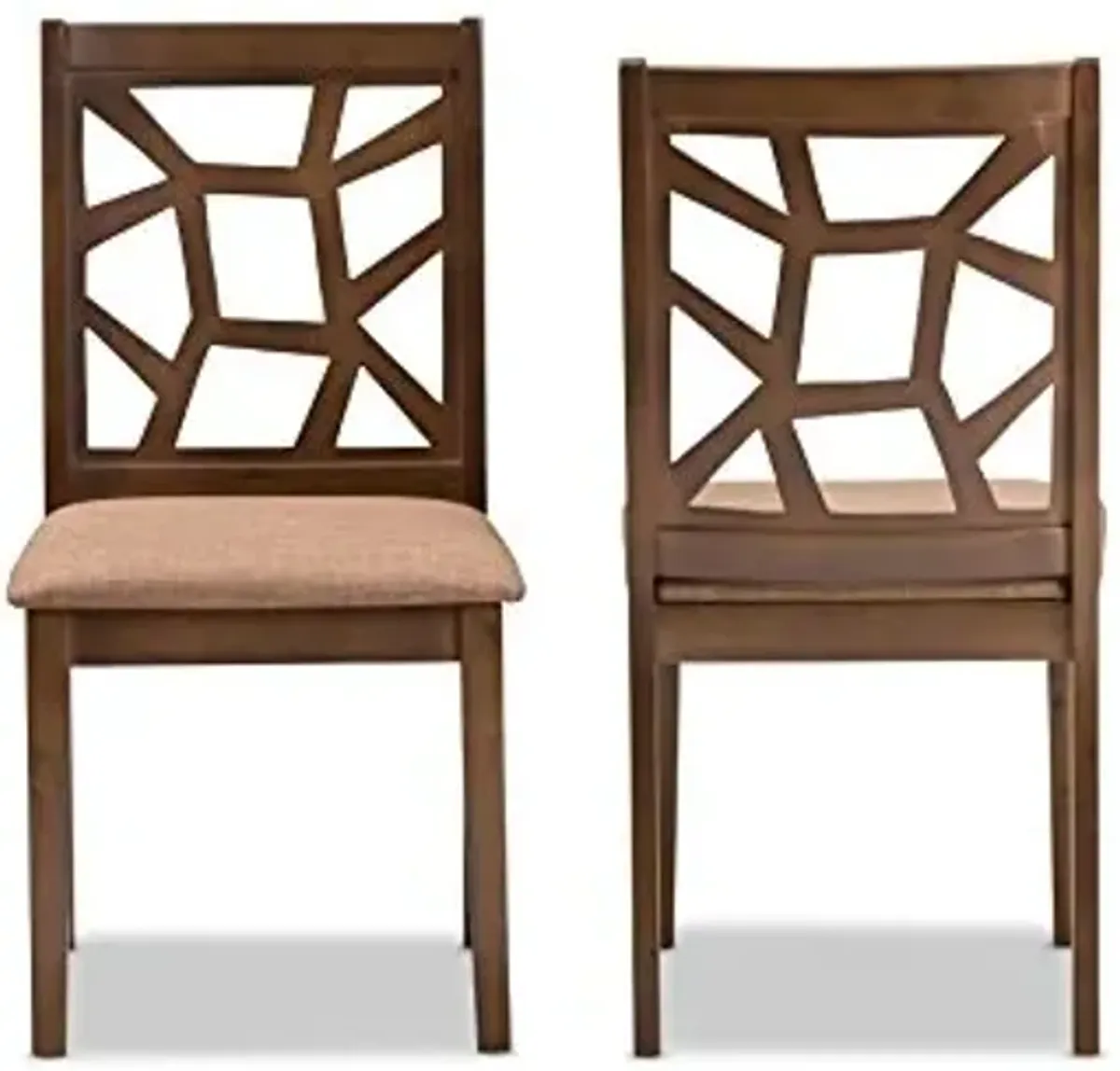 Baxton Studio Abilene Mid-Century Light Brown Fabric Upholstered and Walnut Brown Finished Dining Chair