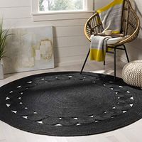 SAFAVIEH Natural Fiber Round Collection 6' Round Black NF364D Handmade Boho Charm Farmhouse Jute Area Rug