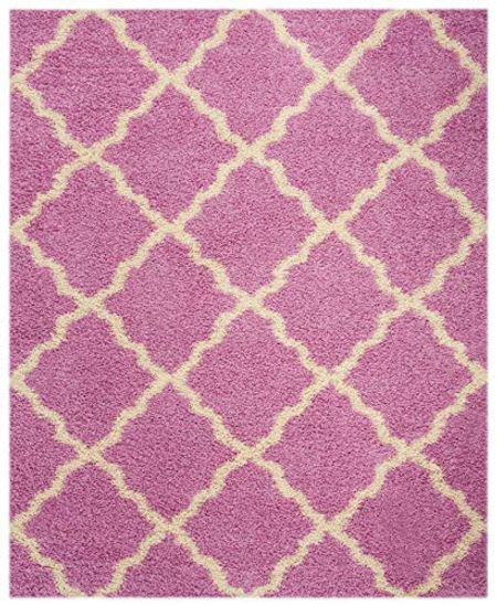 SAFAVIEH Dallas Shag Collection 8'6" x 12' Pink / Ivory SGD257I Trellis Non-Shedding Living Room Bedroom Dining Room Entryway Plush 1.5-inch Thick Area Rug