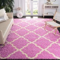 SAFAVIEH Dallas Shag Collection 8'6" x 12' Pink / Ivory SGD257I Trellis Non-Shedding Living Room Bedroom Dining Room Entryway Plush 1.5-inch Thick Area Rug