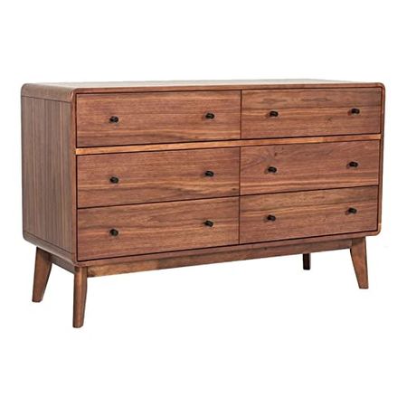Modrest VIG Furniture Marshall Mid-Century Collection Modern Dresser with Walnut Finished Solid Rubberwood Legs, Brown