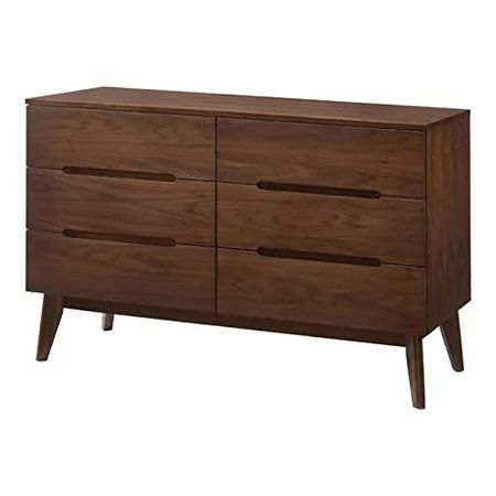 Modrest VIG Furniture Lewis Mid-Century Collection Modern Dresser with Walnut Finished Solid Rubberwood Legs, Brown