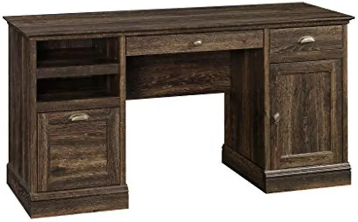 Sauder Barrister Lane Executive Desk, L: 59.06" x W: 21.18" x H: 29.8", Iron Oak finish