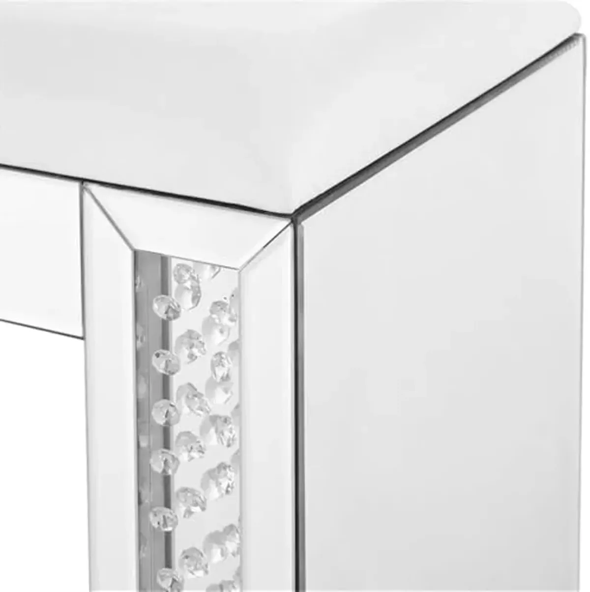 Elegant Decor Modern 26" Clear Crystal Mirrored Leather Vanity Stool