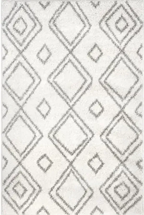 nuLOOM Iola Geometric Shag Accent Rug, 3x5, White