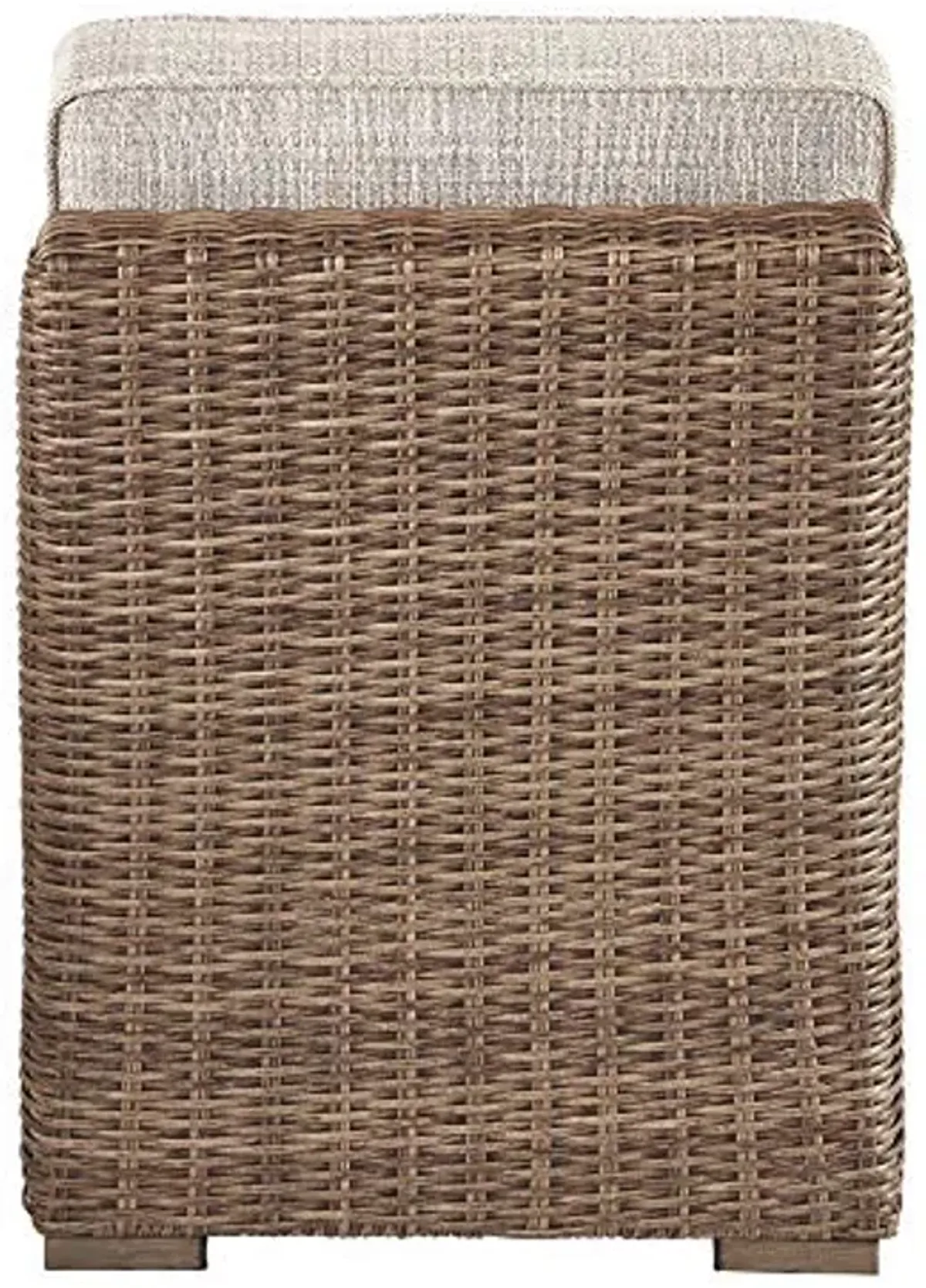 Signature Design by Ashley Beachcroft Patio Farmhouse Outdoor Wicker Cushioned Armless Chair, Beige, (P791-846)