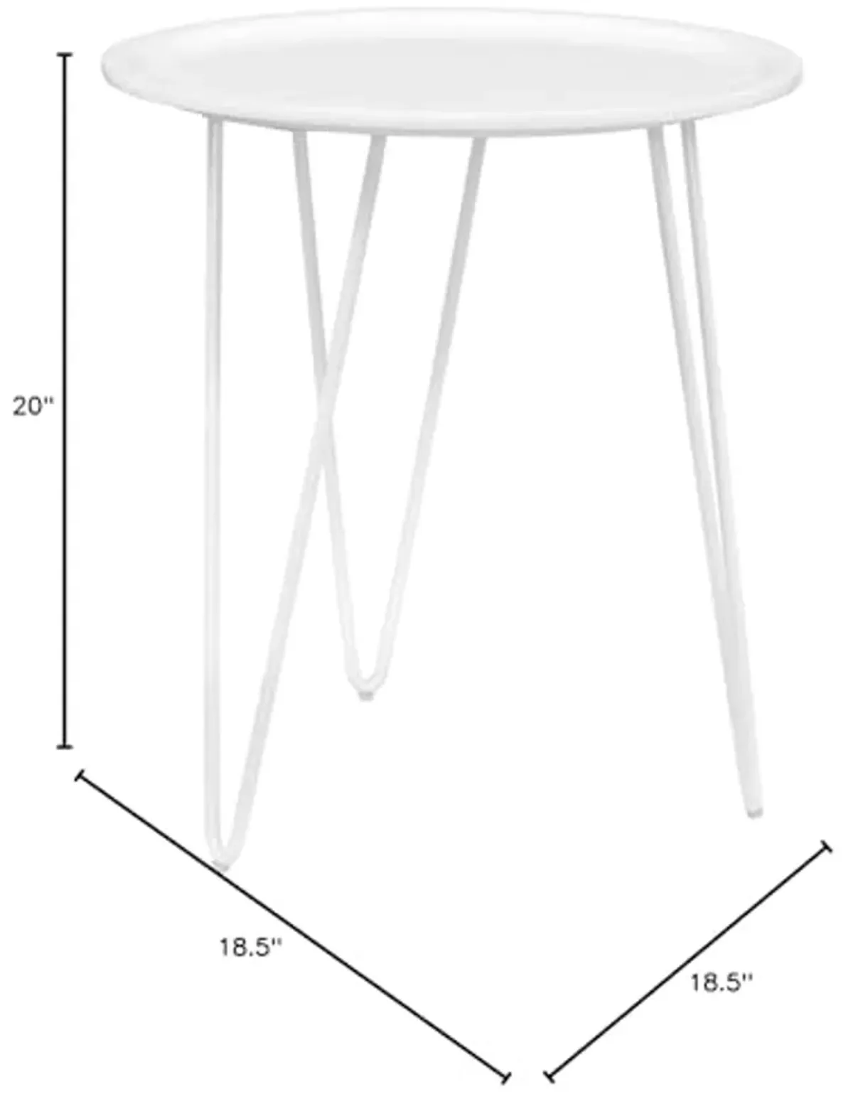 Modway Digress Mid-Century Round Side Table With Hairpin Legs in White