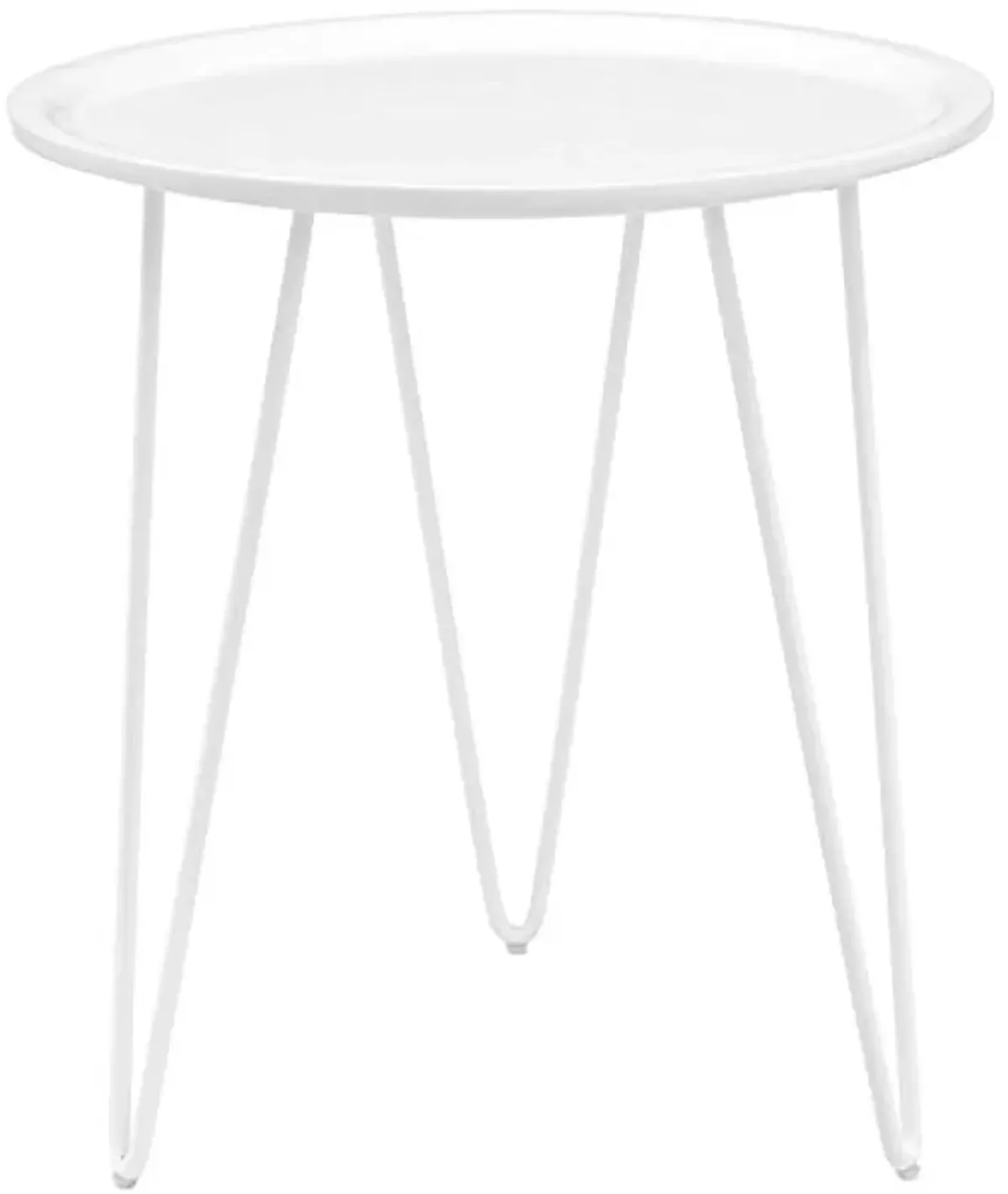 Modway Digress Mid-Century Round Side Table With Hairpin Legs in White