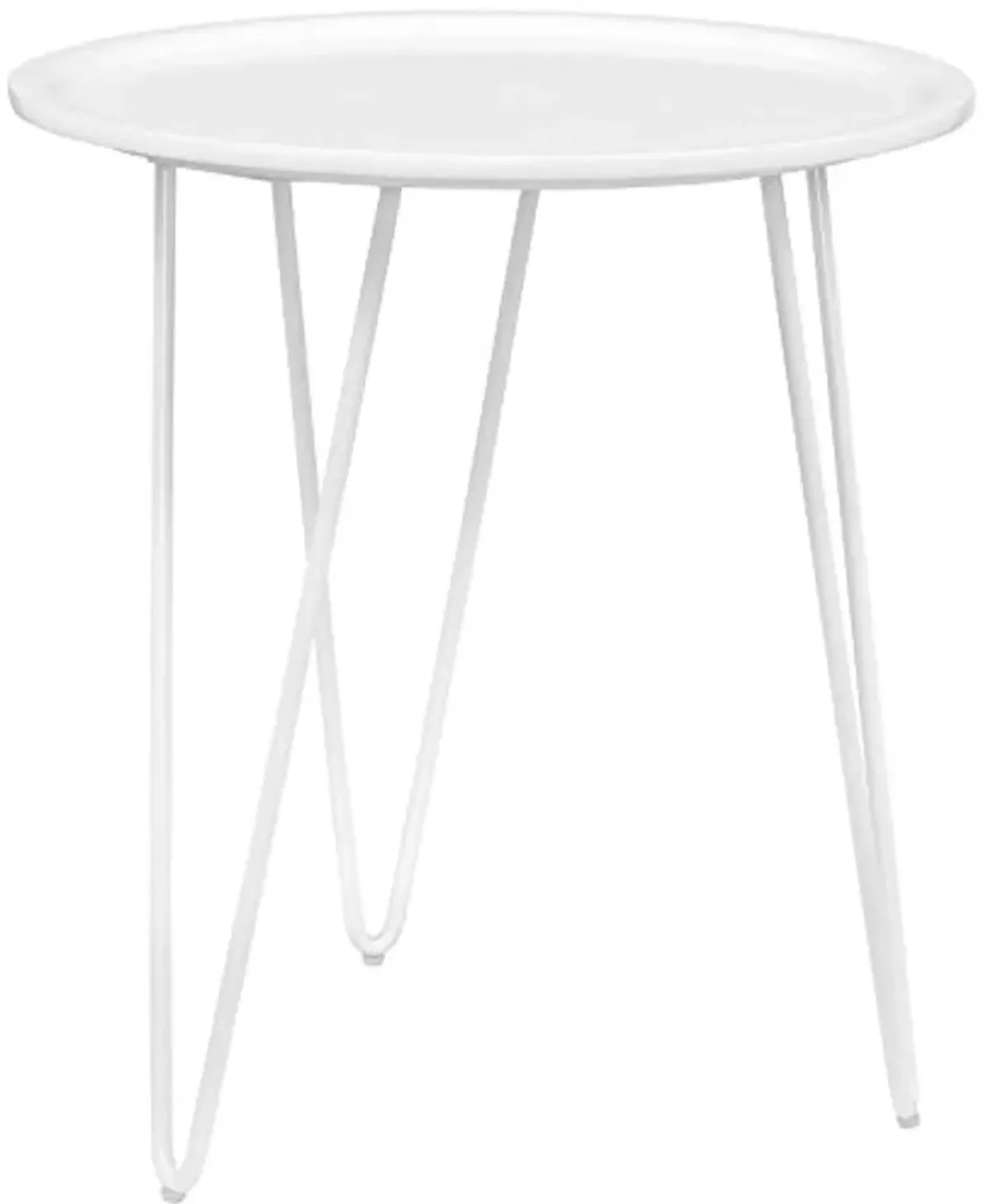 Modway Digress Mid-Century Round Side Table With Hairpin Legs in White