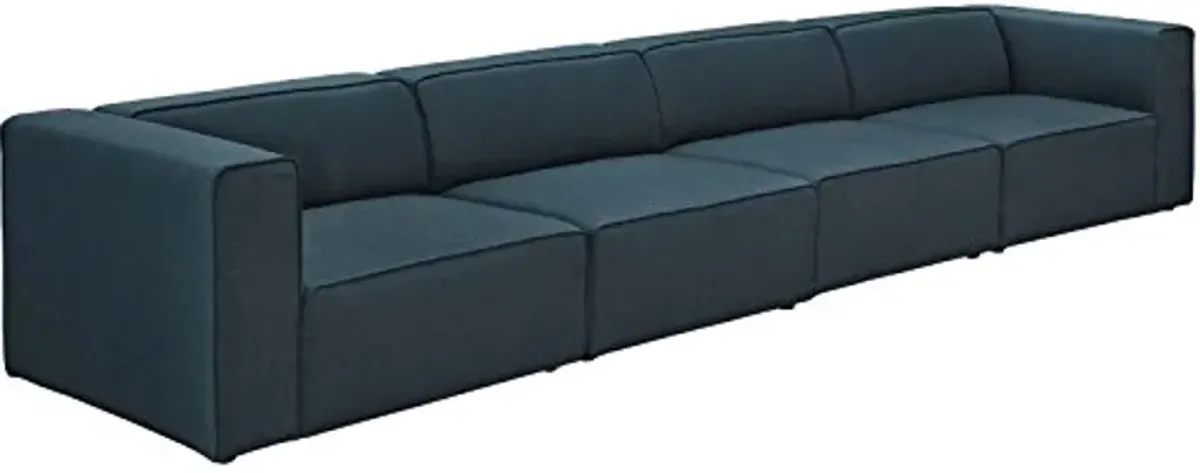 Modway Mingle Contemporary Modern 4-Piece Sectional Sofa Set in Blue