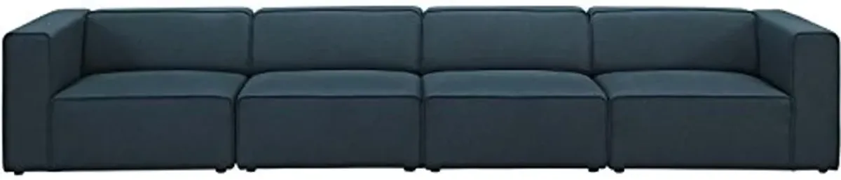 Modway Mingle Contemporary Modern 4-Piece Sectional Sofa Set in Blue