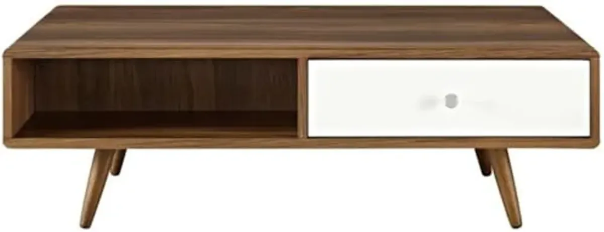 Modway Transmit Mid-Century Coffee Table, Walnut White