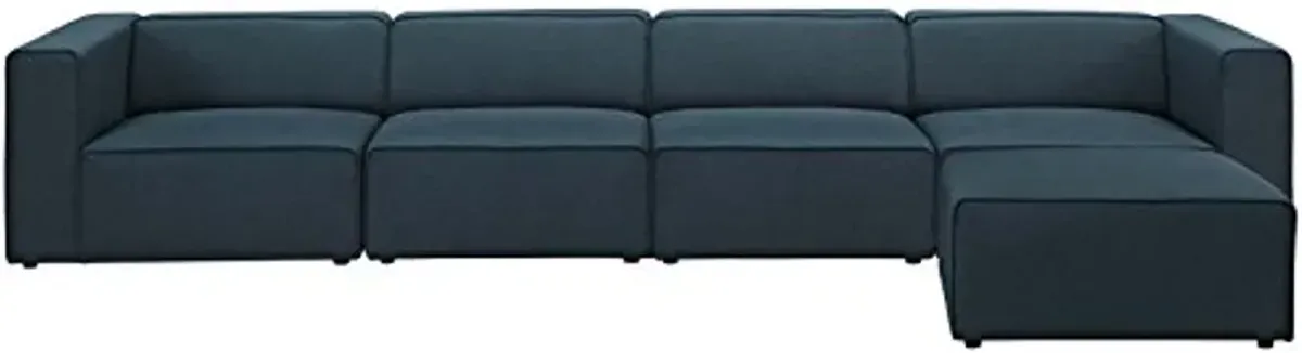 Modway Mingle Contemporary Modern 5-Piece Sectional Sofa Set in Blue