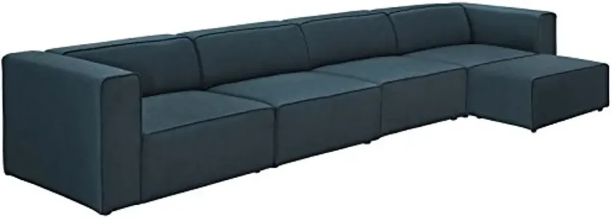 Modway Mingle Contemporary Modern 5-Piece Sectional Sofa Set in Blue