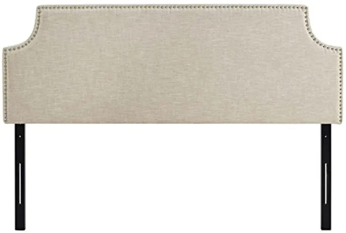 Modway Laura Linen Fabric Upholstered Queen Size Headboard with Nailhead Trim in Beige