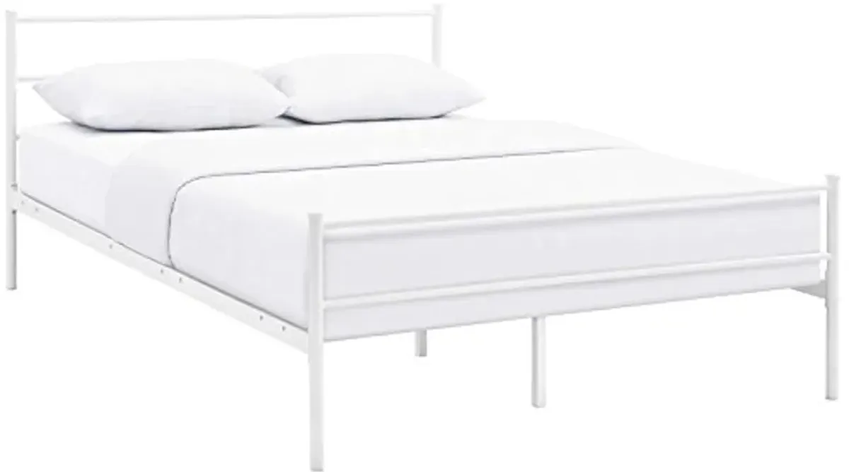 Modway Alina Queen Size Platform Bed Frame With Headboard In White