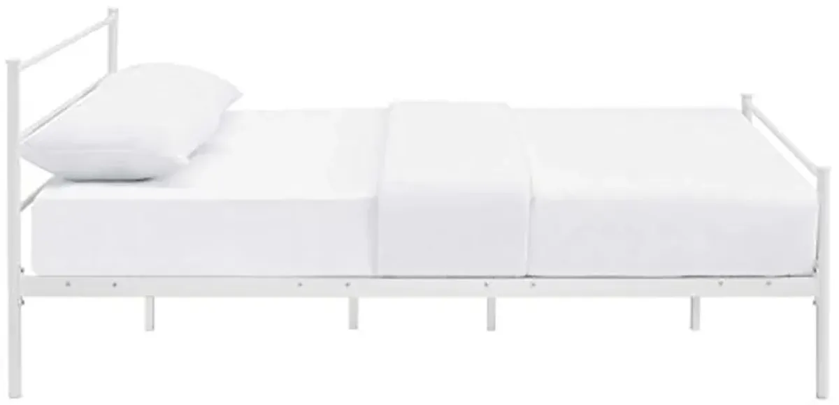 Modway Alina Queen Size Platform Bed Frame With Headboard In White