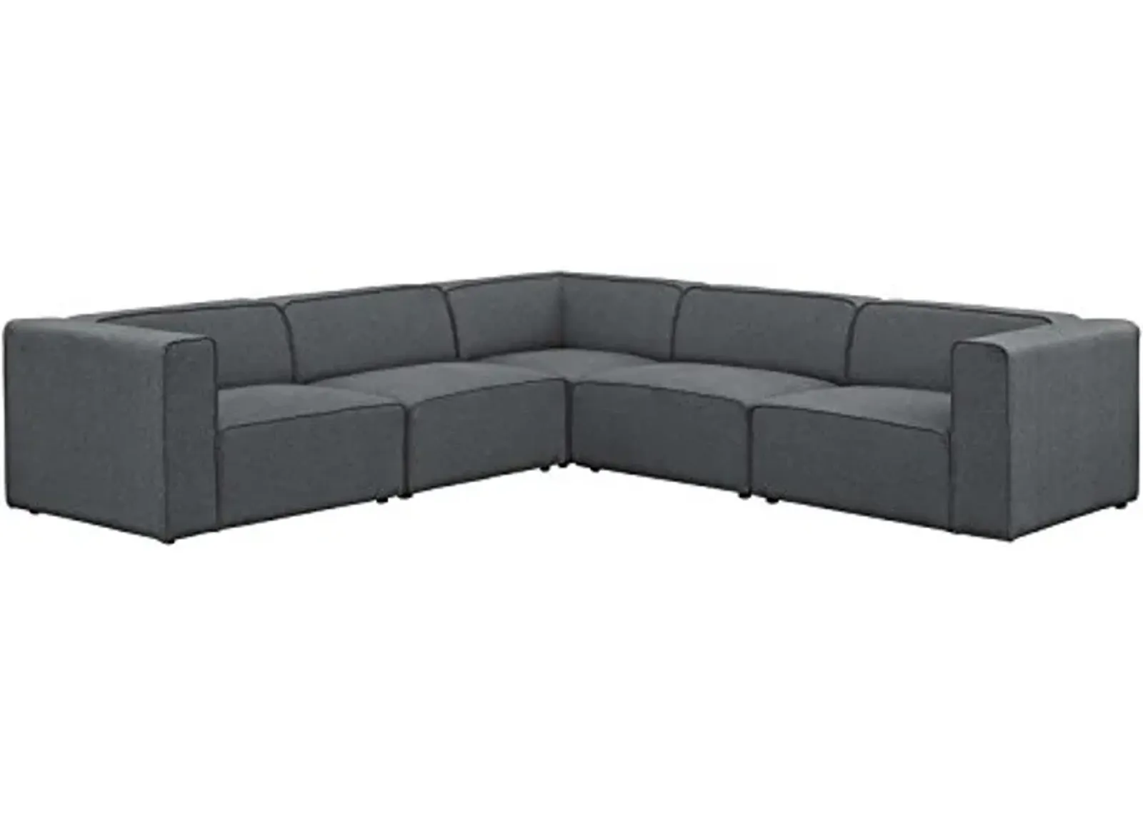 Modway Mingle Contemporary Modern 5-Piece Sectional Sofa Set in Gray