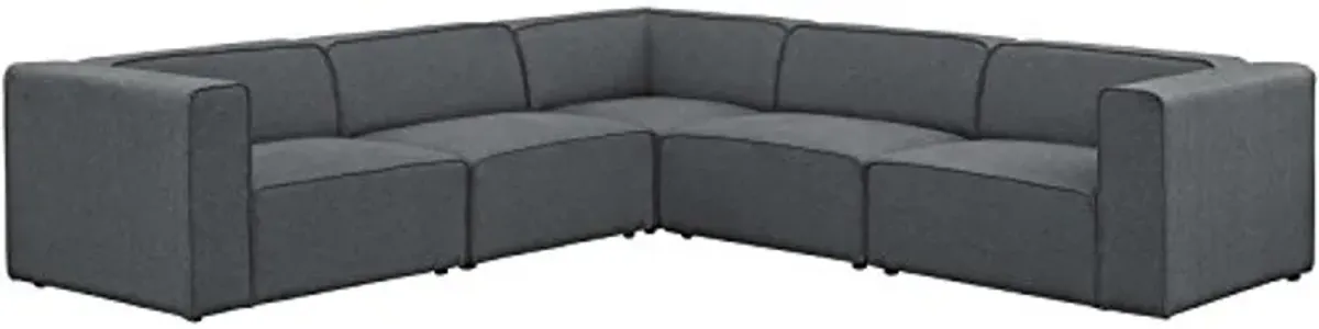 Modway Mingle Contemporary Modern 5-Piece Sectional Sofa Set in Gray