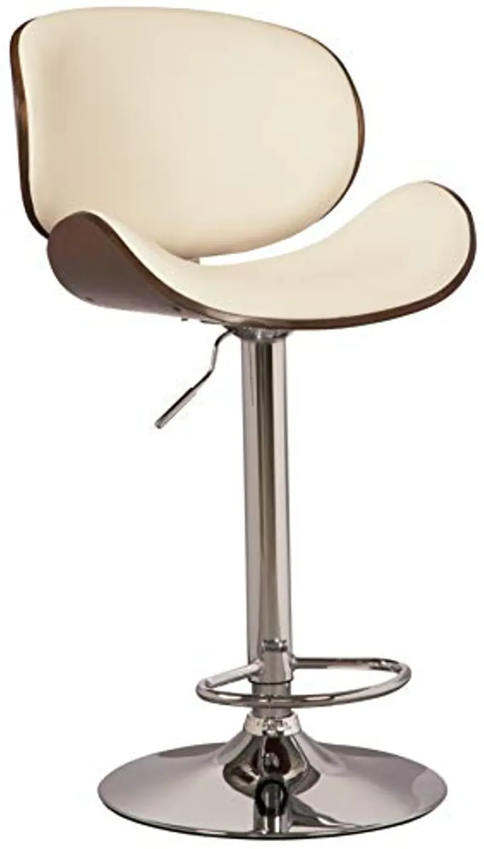 Signature Design by Ashley Bellatier Mid-Century Modern 34" Adjustable Height Curved Bar Stool, Brown & White