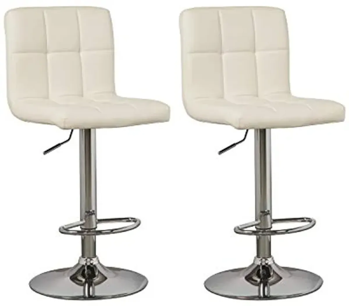 Signature Design by Ashley Bellatier Contemporary Adjustable Upholstered Swivel Barstool, 2 Count, White