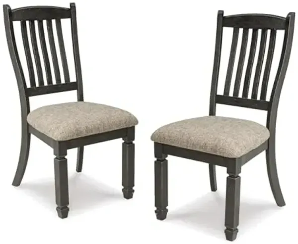 Signature Design by Ashley Tyler Creek Dining Room Upholstered Side Chair, 2 Count, Solid Wood, 19.25" H, Black and Grayish Black