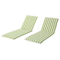 Christopher Knight Home Salem Outdoor Water Resistant Chaise Lounge Cushions, 2-Pcs Set, Green And White Stripe