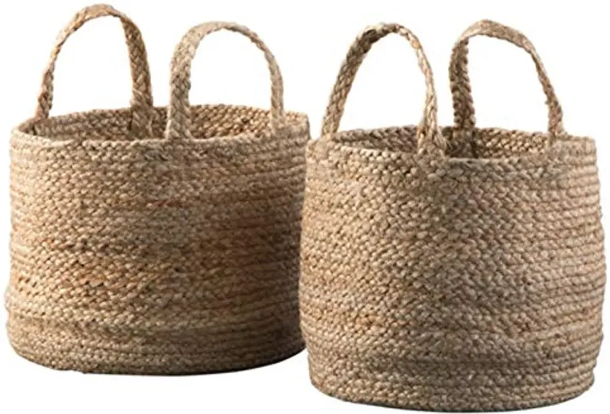 Signature Design by Ashley Brayton Jute 2 Piece Braided Basket Set, Light Brown