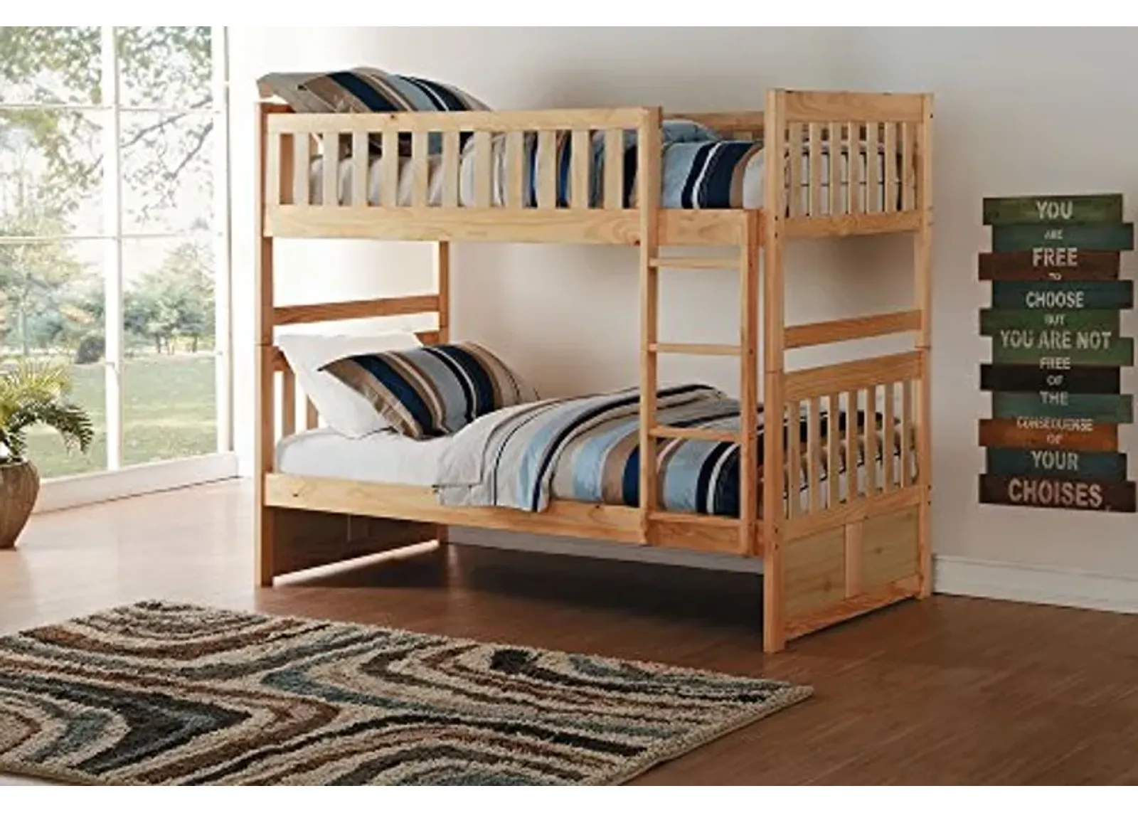 Bartly Natural Pine Wood Twin/Twin Bunk Bed by Homelegance