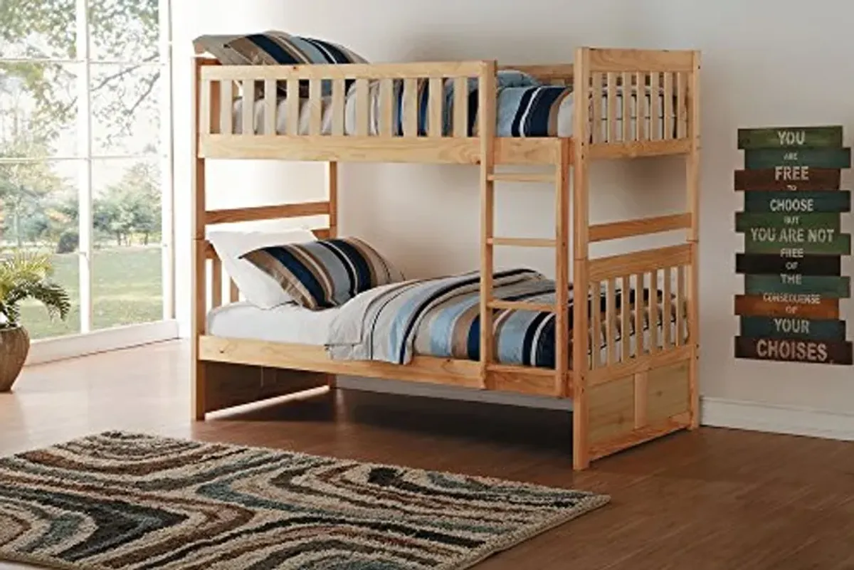 Bartly Natural Pine Wood Twin/Twin Bunk Bed by Homelegance