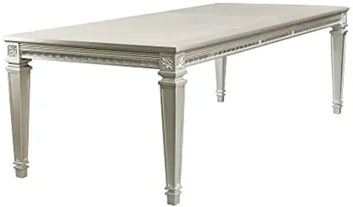 Bevelle Silver Finish Dining Table w/Acrylic Framing by Homelegance