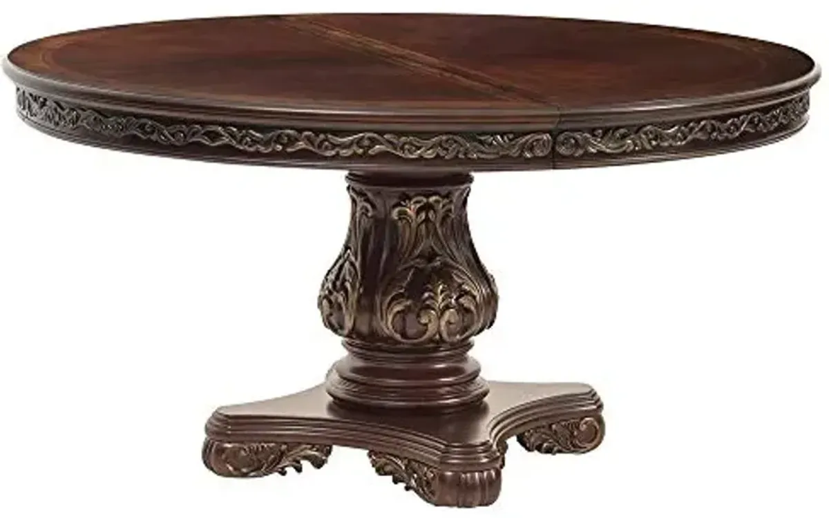 Deryn Park Cherry Wood Round Extendable Dining Table by Homelegance