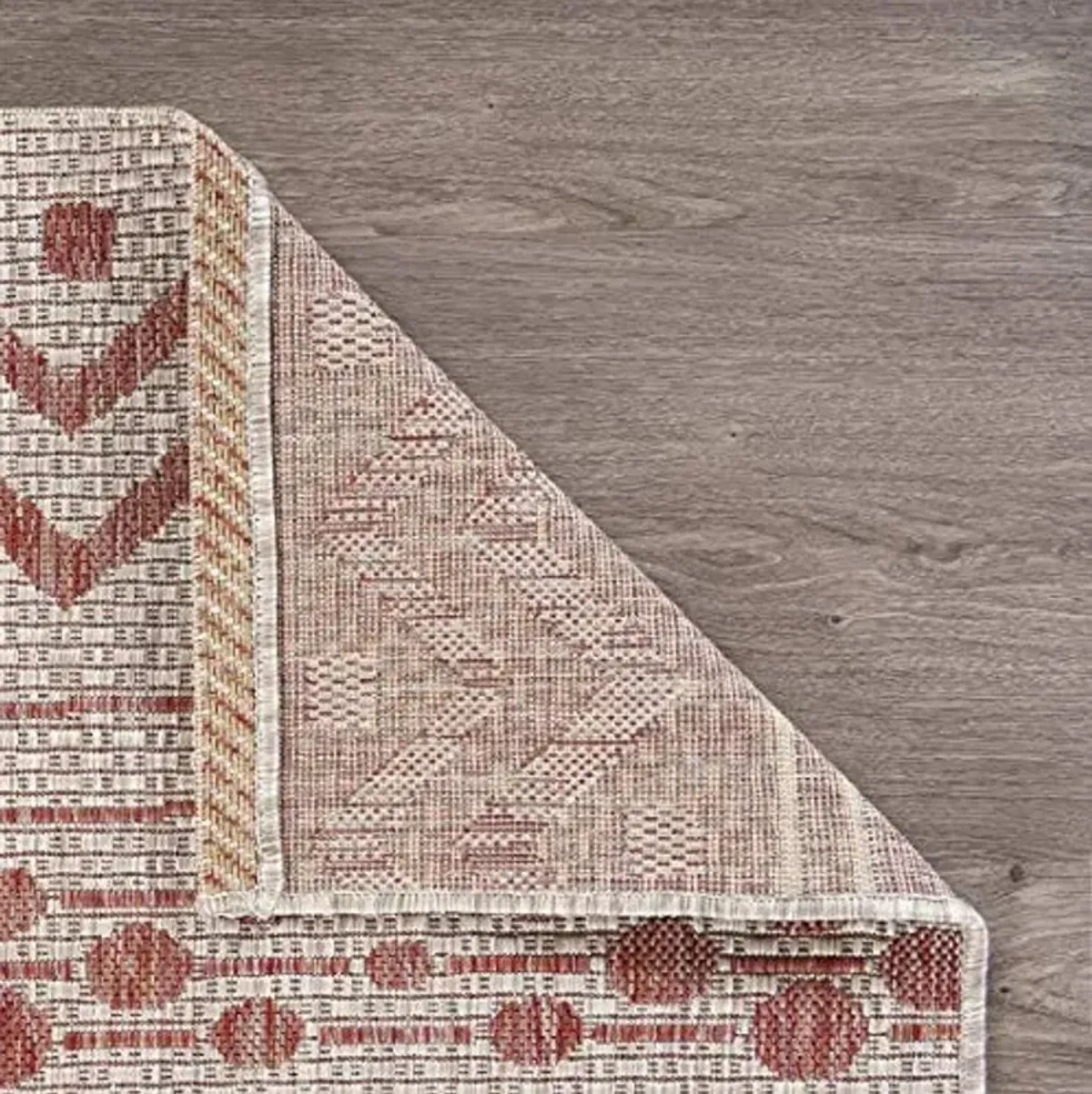 LR Home 5x8 Indoor/Outdoor Area Rug for Home Decor | Tribal Large Size Carpet Suitable for Living Room, Bedroom, Playroom, Patio, Garden | Modern Farmhouse Rug | Beige/Red