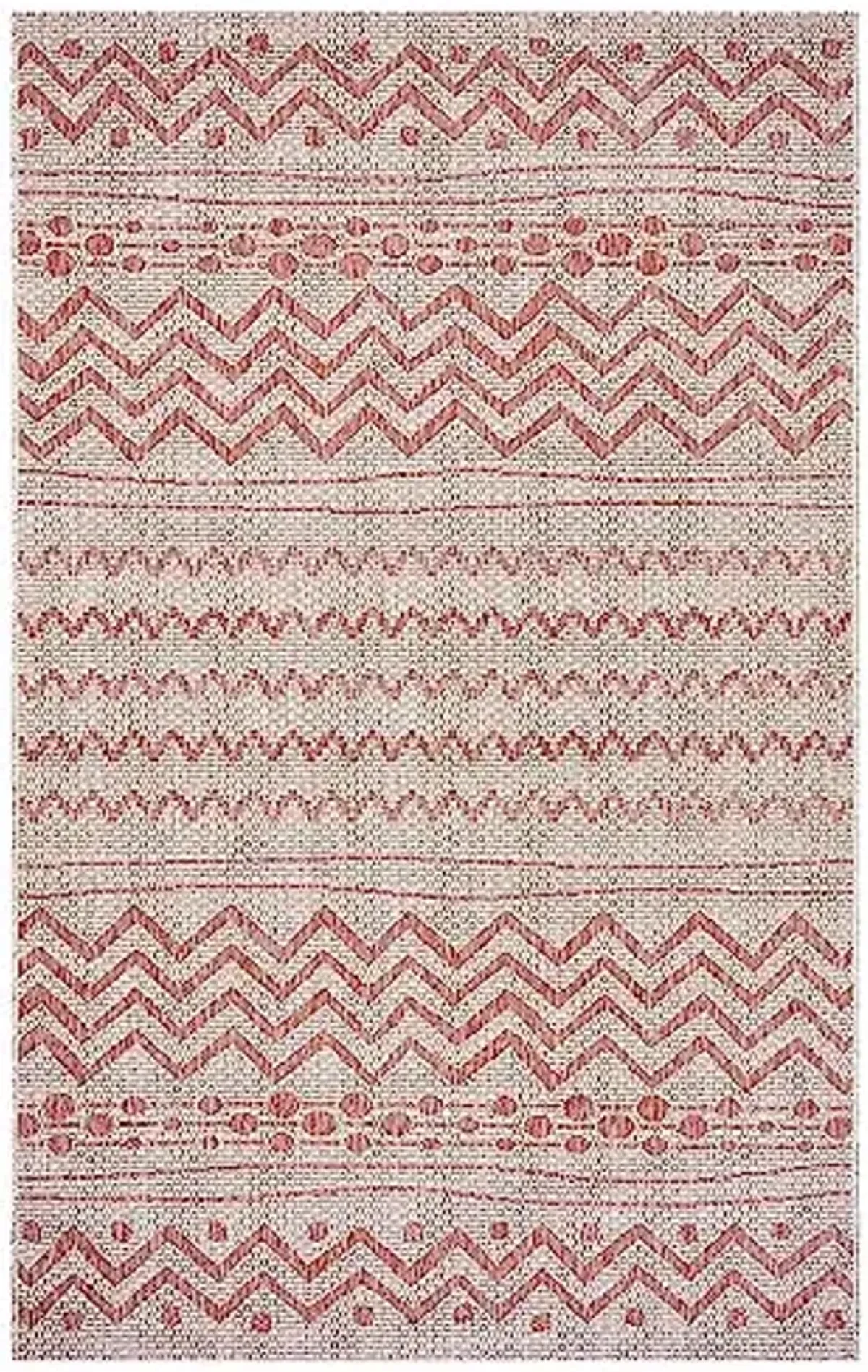 LR Home 5x8 Indoor/Outdoor Area Rug for Home Decor | Tribal Large Size Carpet Suitable for Living Room, Bedroom, Playroom, Patio, Garden | Modern Farmhouse Rug | Beige/Red