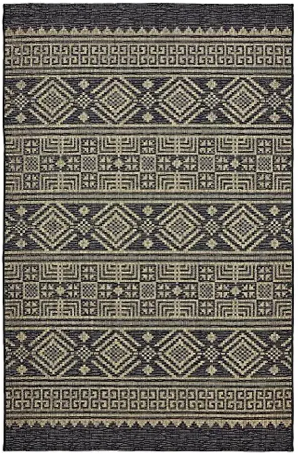 LR Home 5x8 Indoor/Outdoor Area Rug for Home Decor | Geometric Large Size Carpet Suitable for Living Room, Bedroom, Playroom, Patio, Garden | Modern Farmhouse Rug | Black/Brown