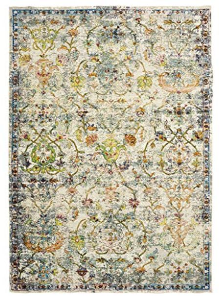 LR Home Gala Collection Area Rug, 4' x 6', Green Multi
