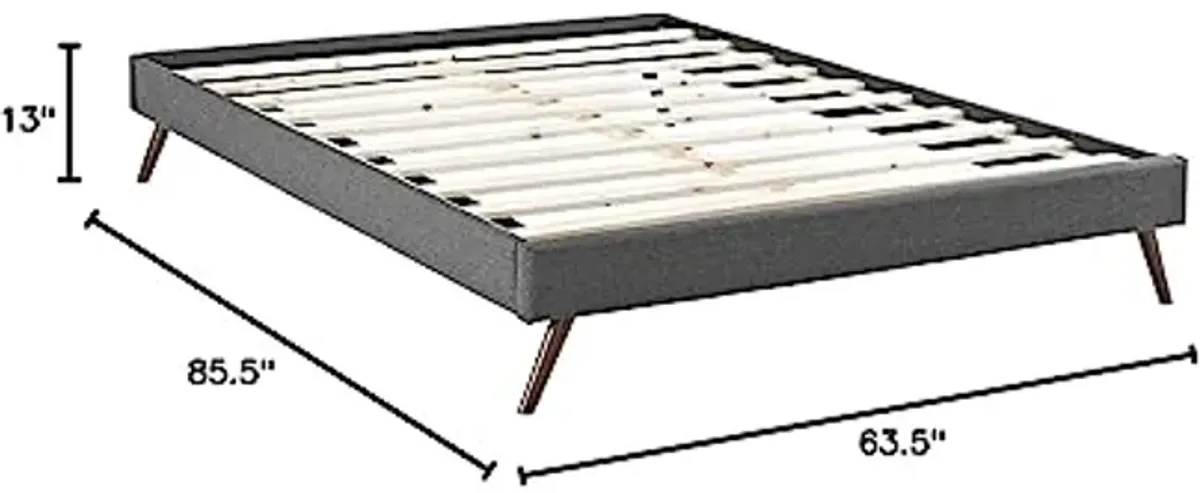 Modway Loryn Upholstered Queen Platform Bed Frame with Wood Slat Support in Gray